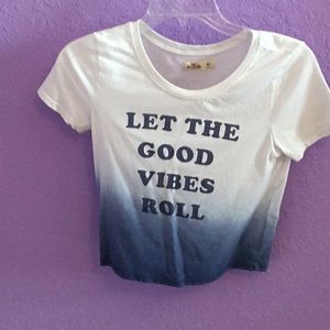Dip dye white to blue crop t-shirt